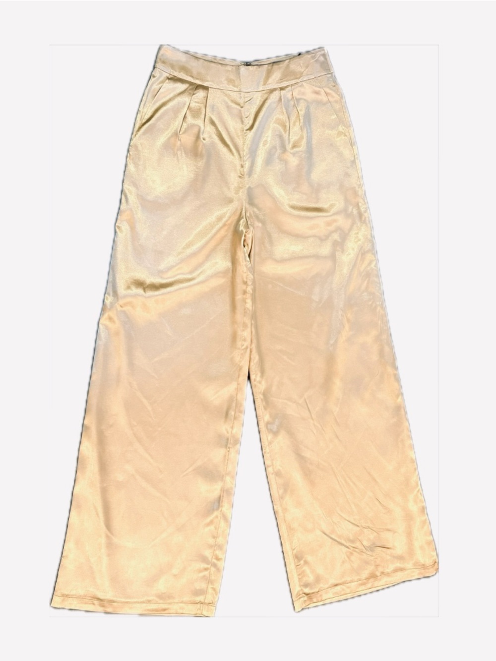 House of Harlow 1960 x REVOLVE Gold Metallic Wide Leg Pants Medium NWT High Rise - Picture 3 of 11